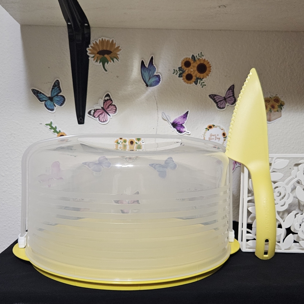 Yellow Cake Carrier with Server